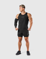 Shoulder Pattern Stretch Standard Tanktop - Black