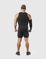 Shoulder Pattern Stretch Standard Tanktop - Black