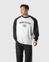 College Logo Raglan Big Long T-Shirt - White