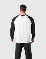 College Logo Raglan Big Long T-Shirt - White