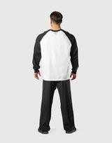 College Logo Raglan Big Long T-Shirt - White