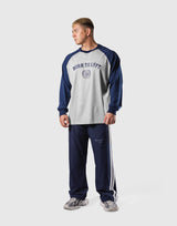 College Logo Raglan Big Long T-Shirt - Grey