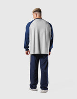 College Logo Raglan Big Long T-Shirt - Grey