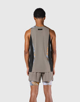 Shoulder Pattern Stretch Standard Tanktop - Beige