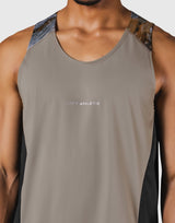 Shoulder Pattern Stretch Standard Tanktop - Beige
