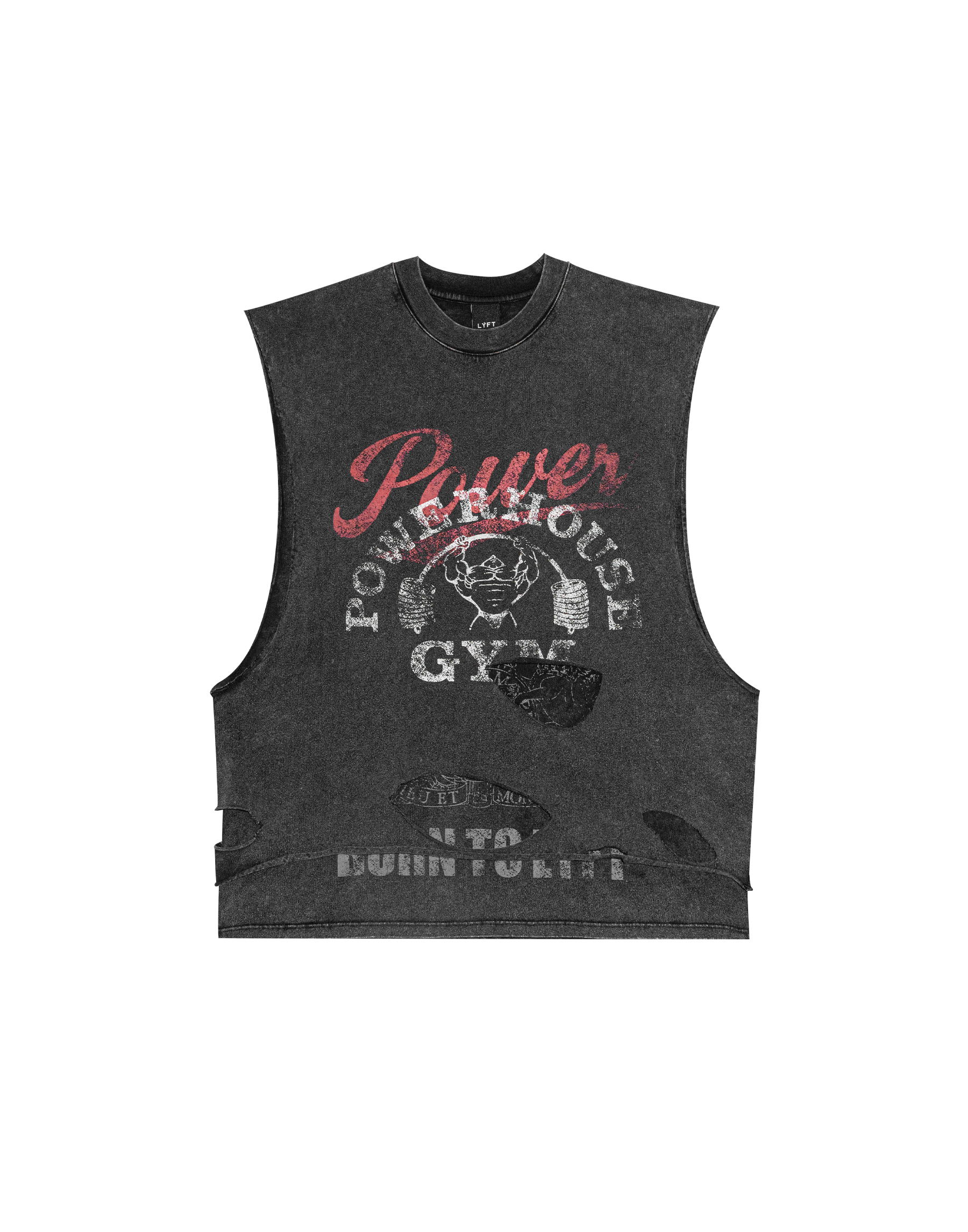 LYFT タンクトップ　グレー　POWER HOUSE LÝFT × Power House Gym Layered Vintage Tanktop - Black