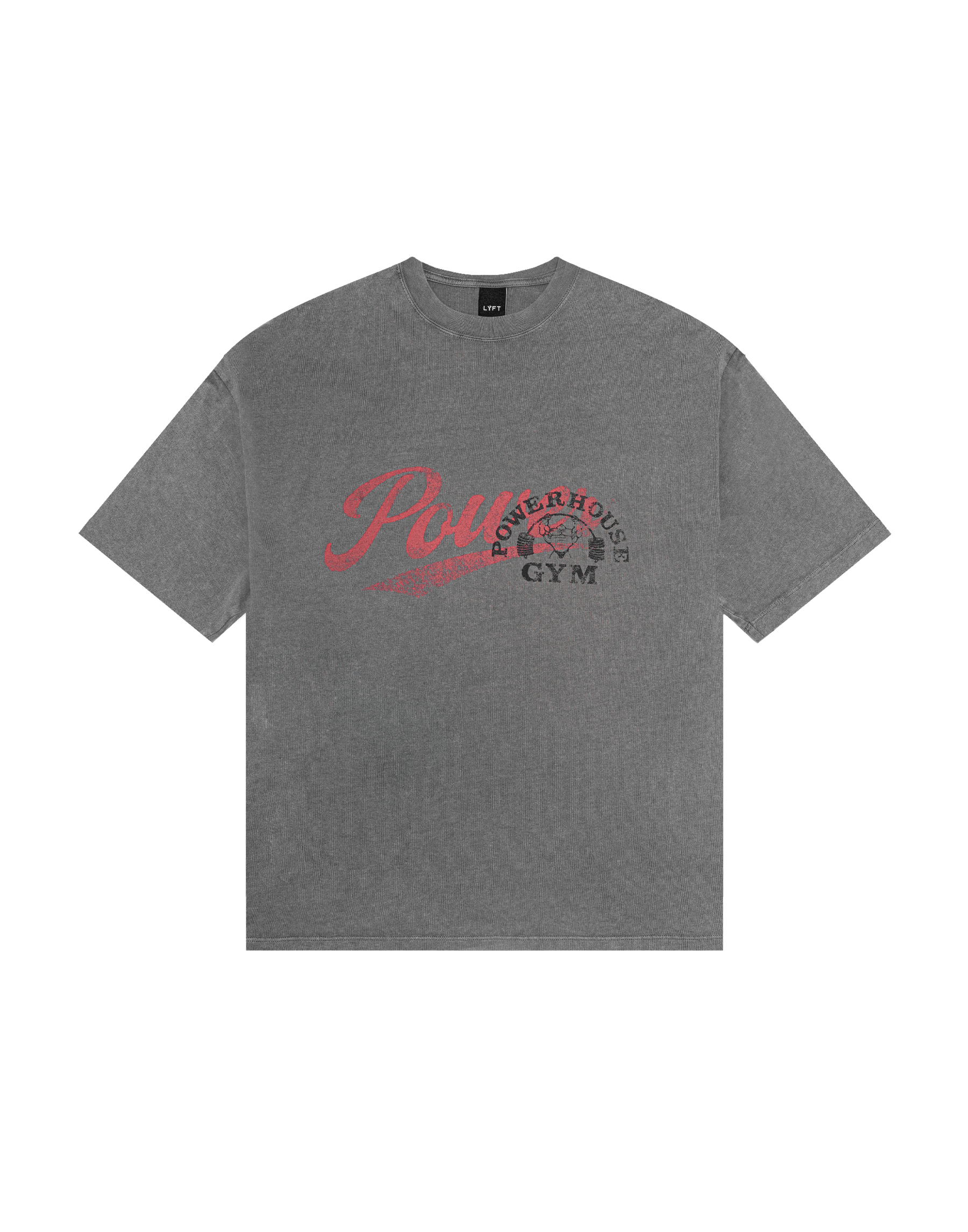 LÝFT × Power House Gym Vintage Big T-Shirt - D.Grey