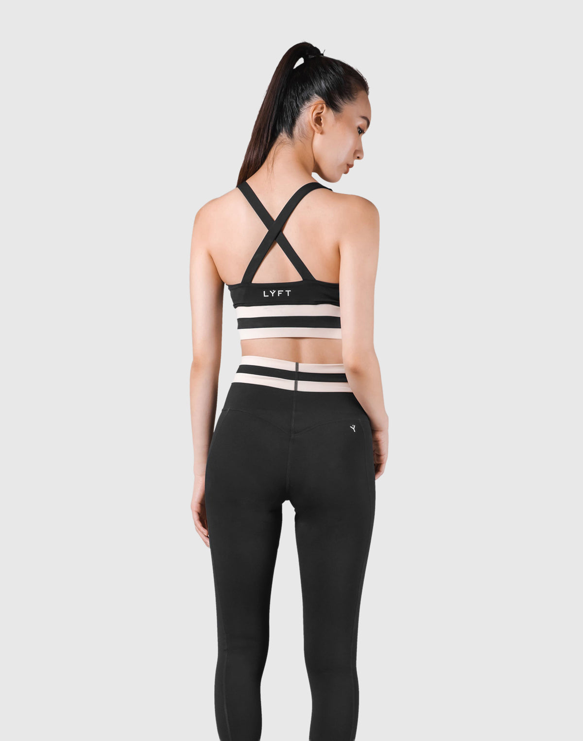 Stripe Cross Strap Bratop - Black
