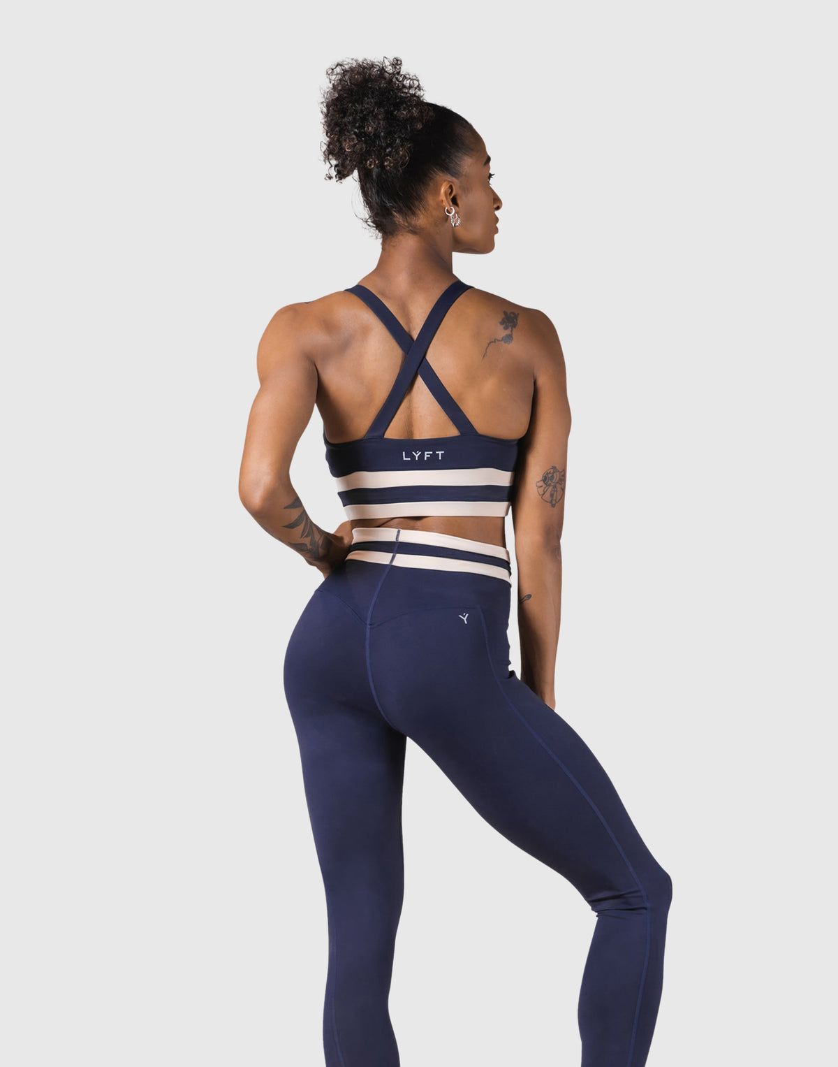Stripe Cross Strap Bratop - Navy