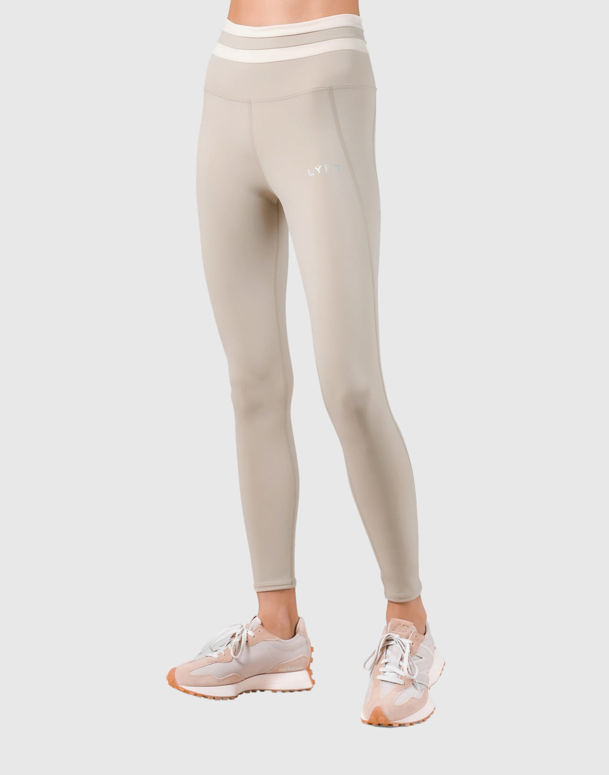 Stripe High Rise Leggings - Beige