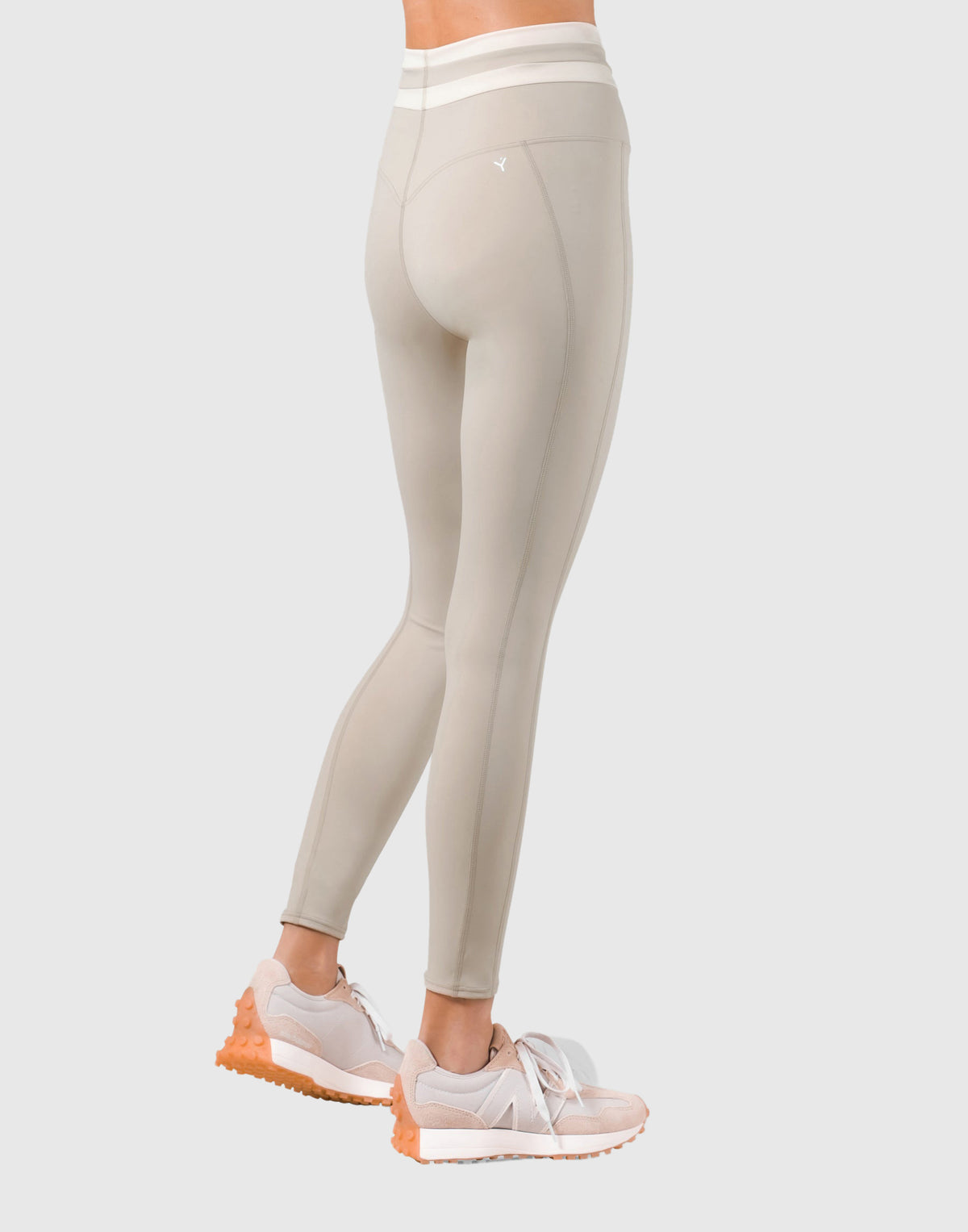 Stripe High Rise Leggings - Beige