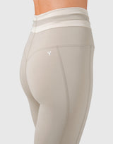 Stripe High Rise Leggings - Beige