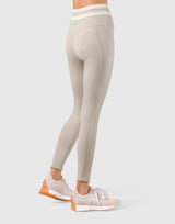 Stripe High Rise Leggings - Beige