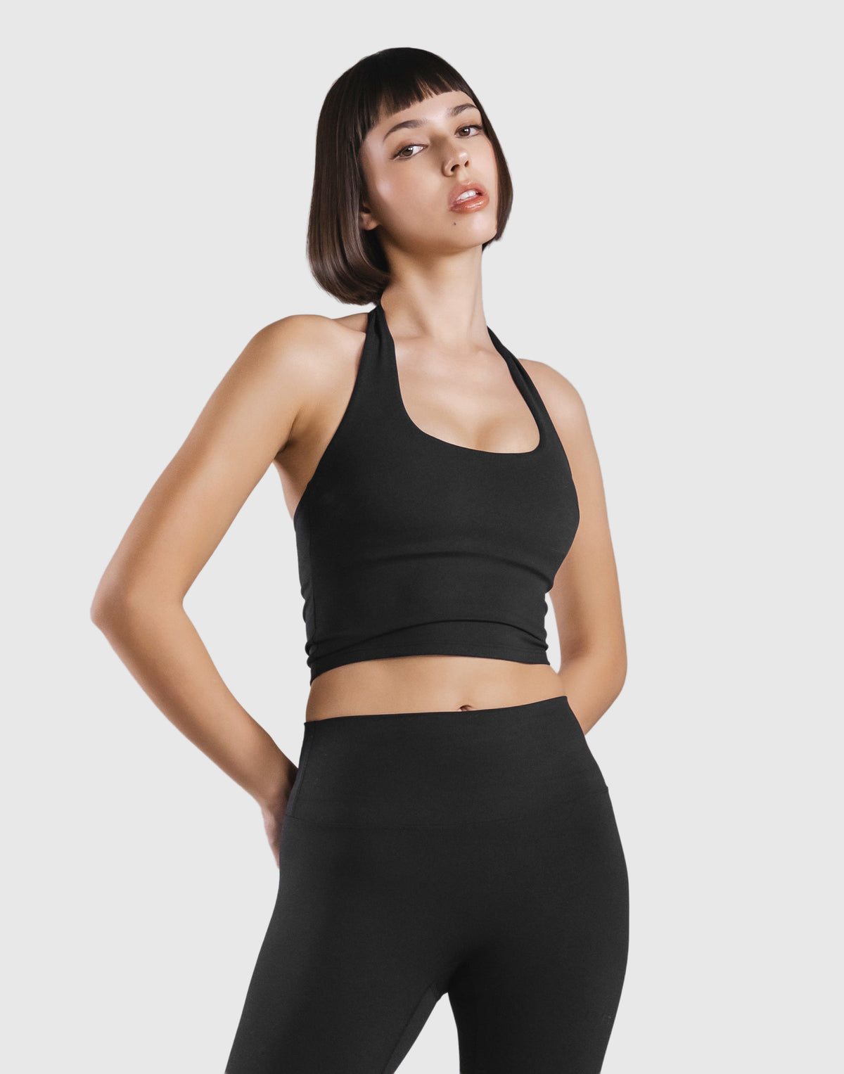 Cup In Halter Neck Top - Black