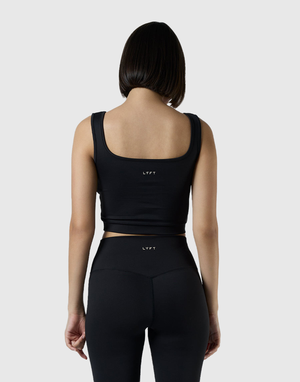 Square Neck Sports Bratop - Black