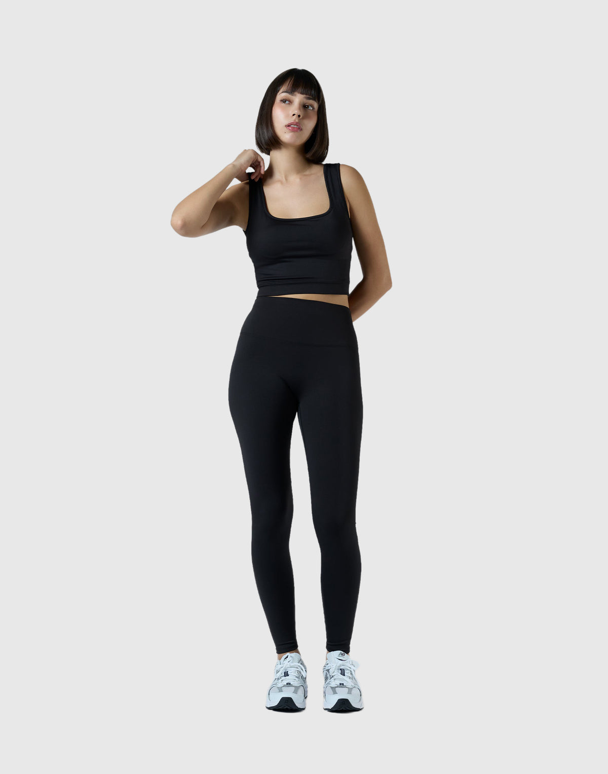 Square Neck Sports Bratop - Black