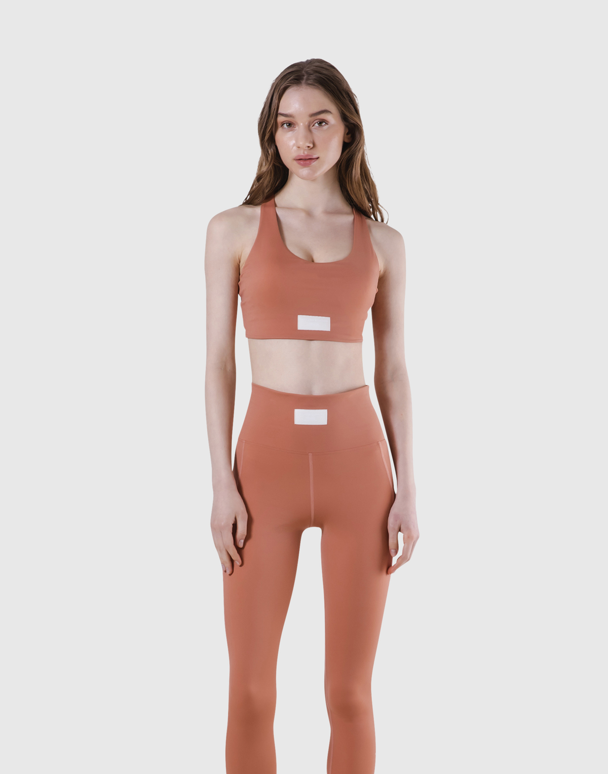 Woven Label Double Cross Strap Bratop - Coral