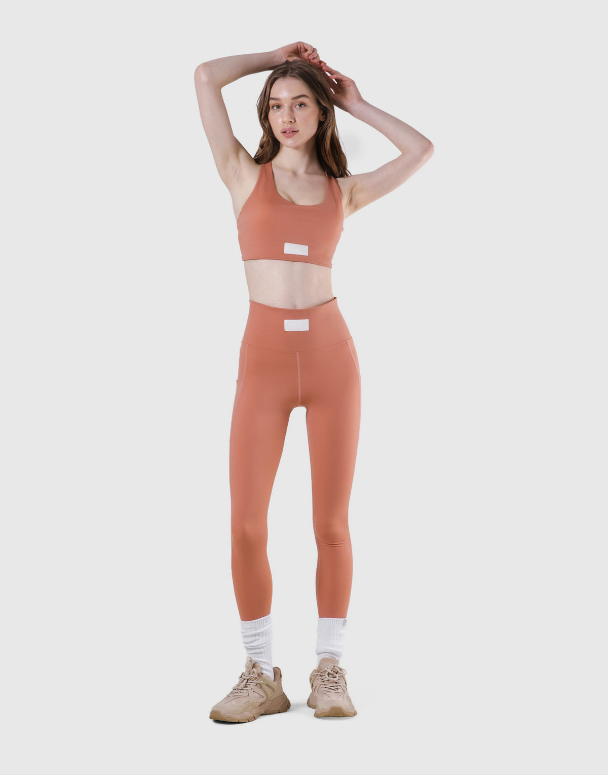 Woven Label Double Cross Strap Bratop - Coral