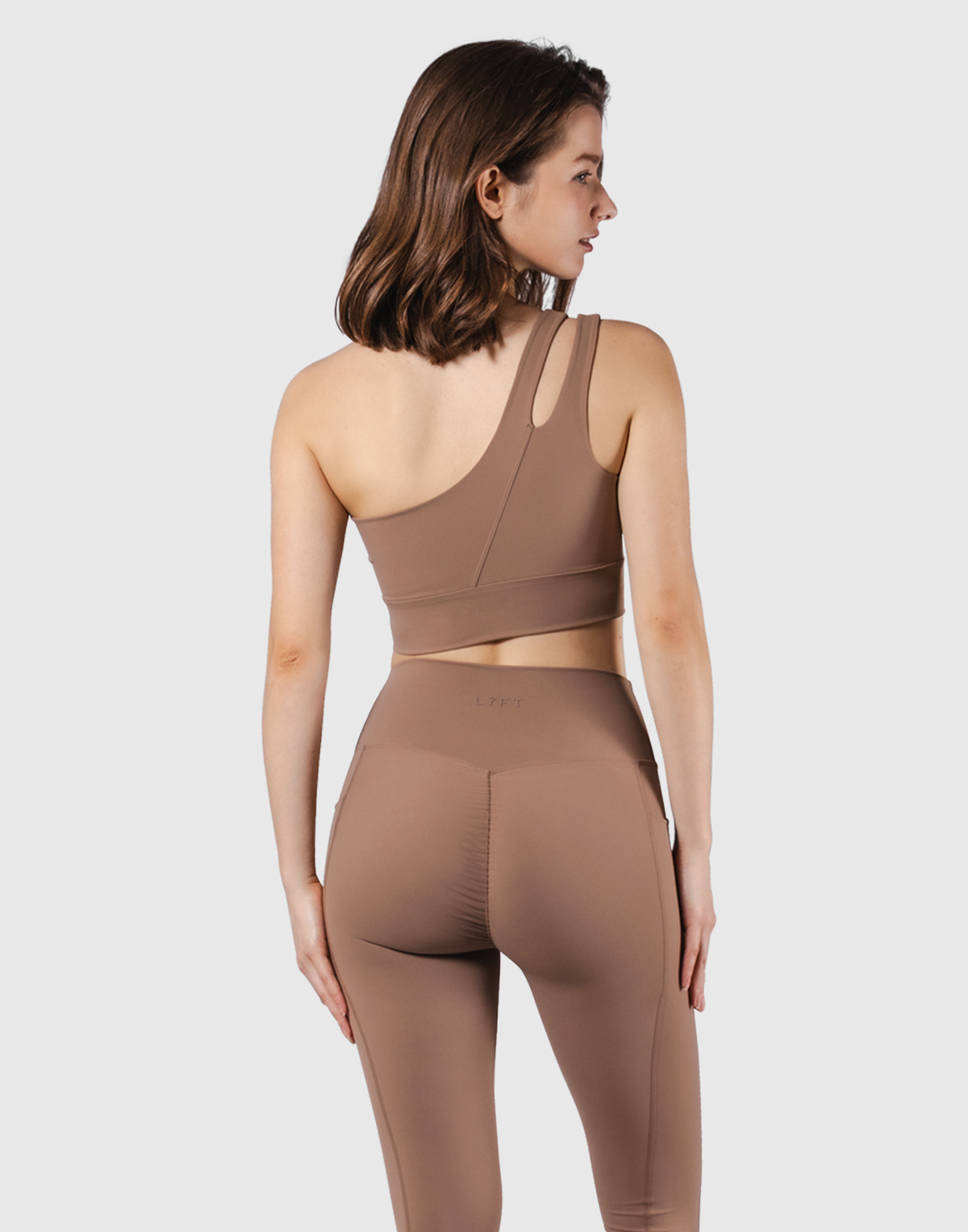 Cutout One Shoulder Bratop - Brown