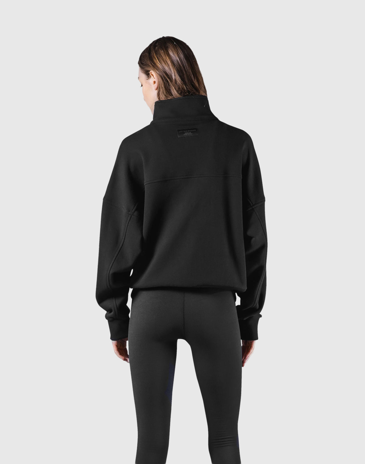 Half Zip 2Way Pocket Sweat Jacket - Black