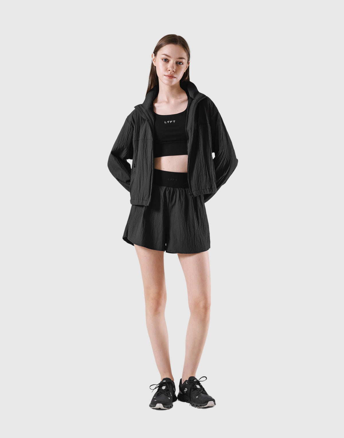 Embossed Nylon Windbreaker - Black