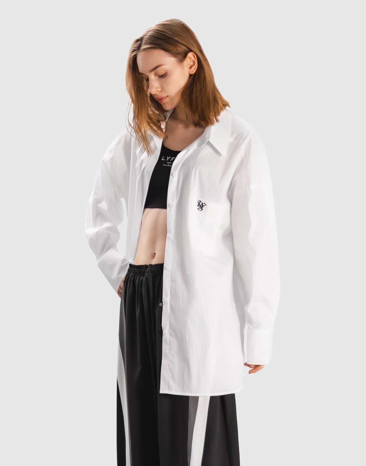 Side Slit Oversize Shirt - White