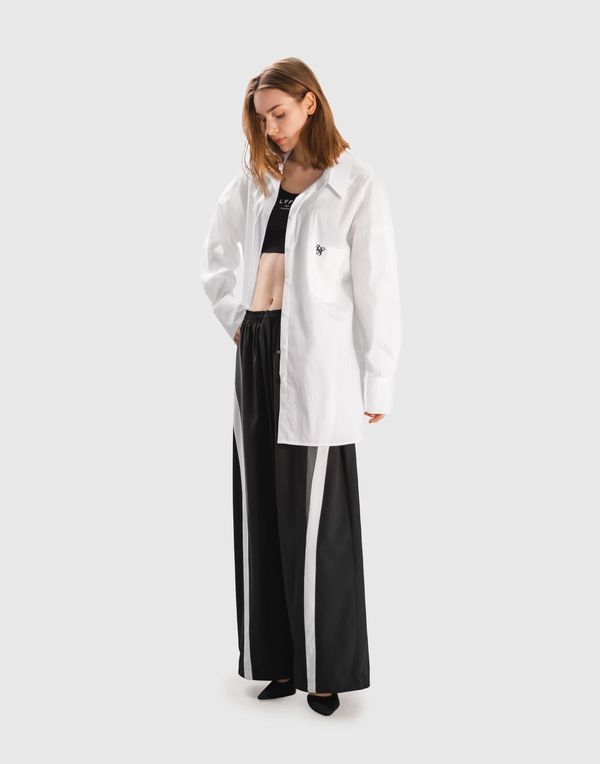 Side Slit Oversize Shirt - White