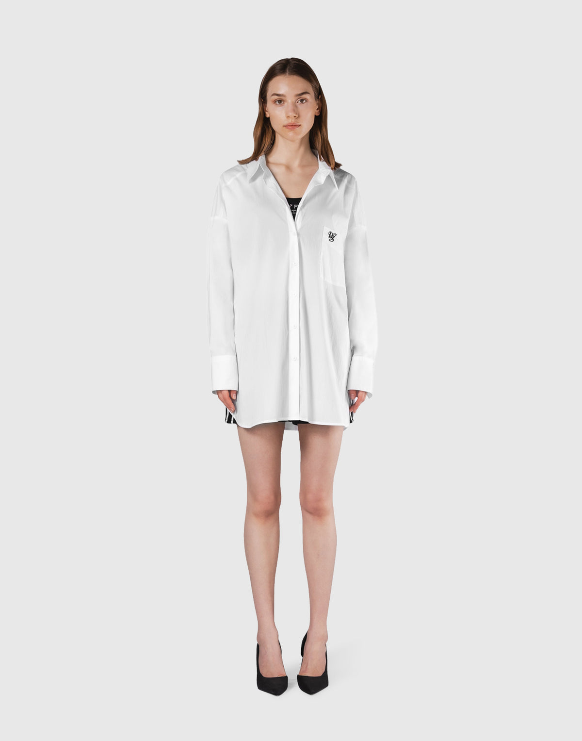 Side Slit Oversize Shirt - White