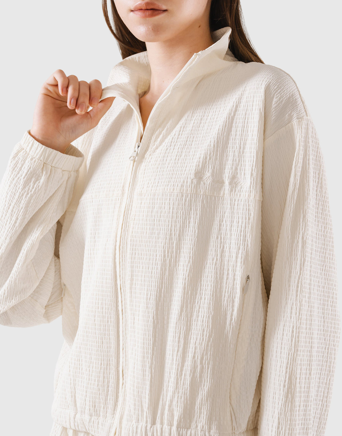 Embossed Nylon Windbreaker - White