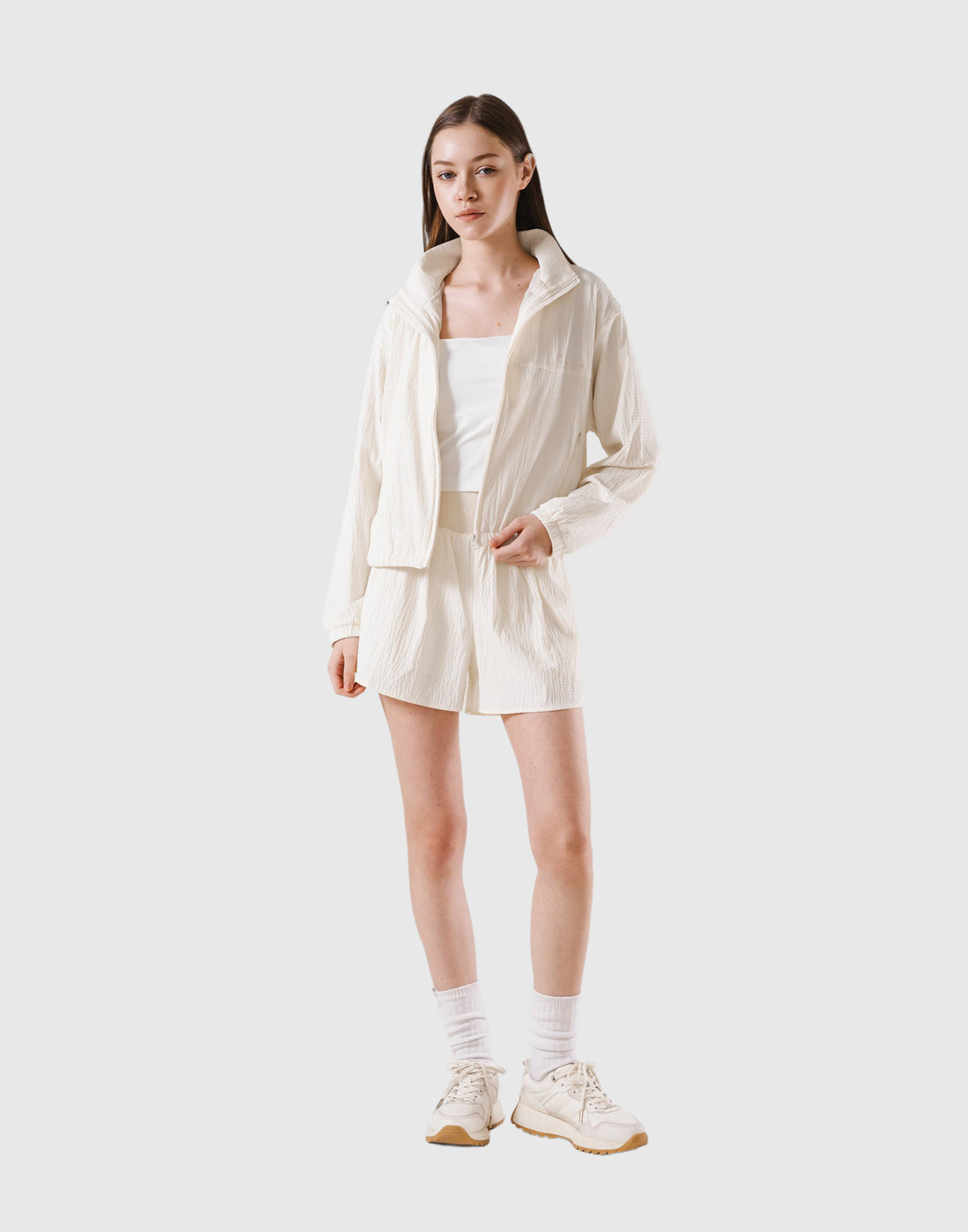 Embossed Nylon Windbreaker - White
