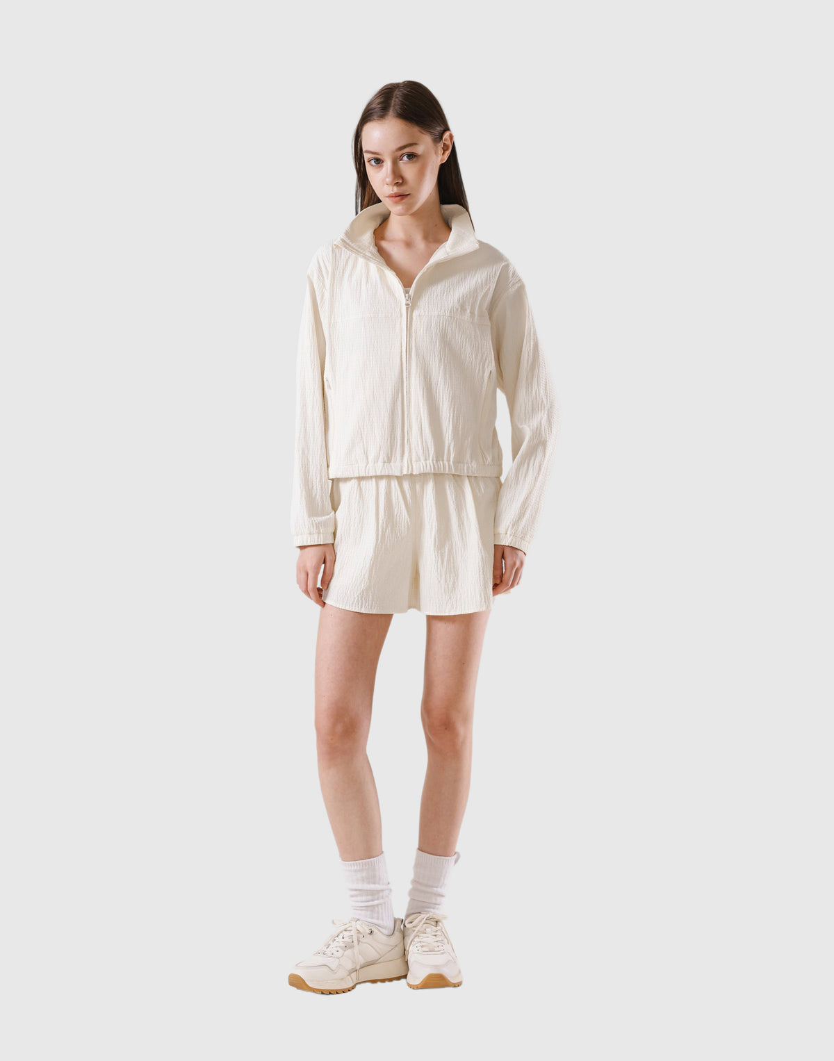 Embossed Nylon Windbreaker - White