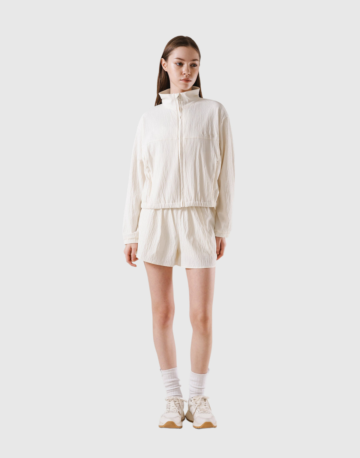 Embossed Nylon Windbreaker - White