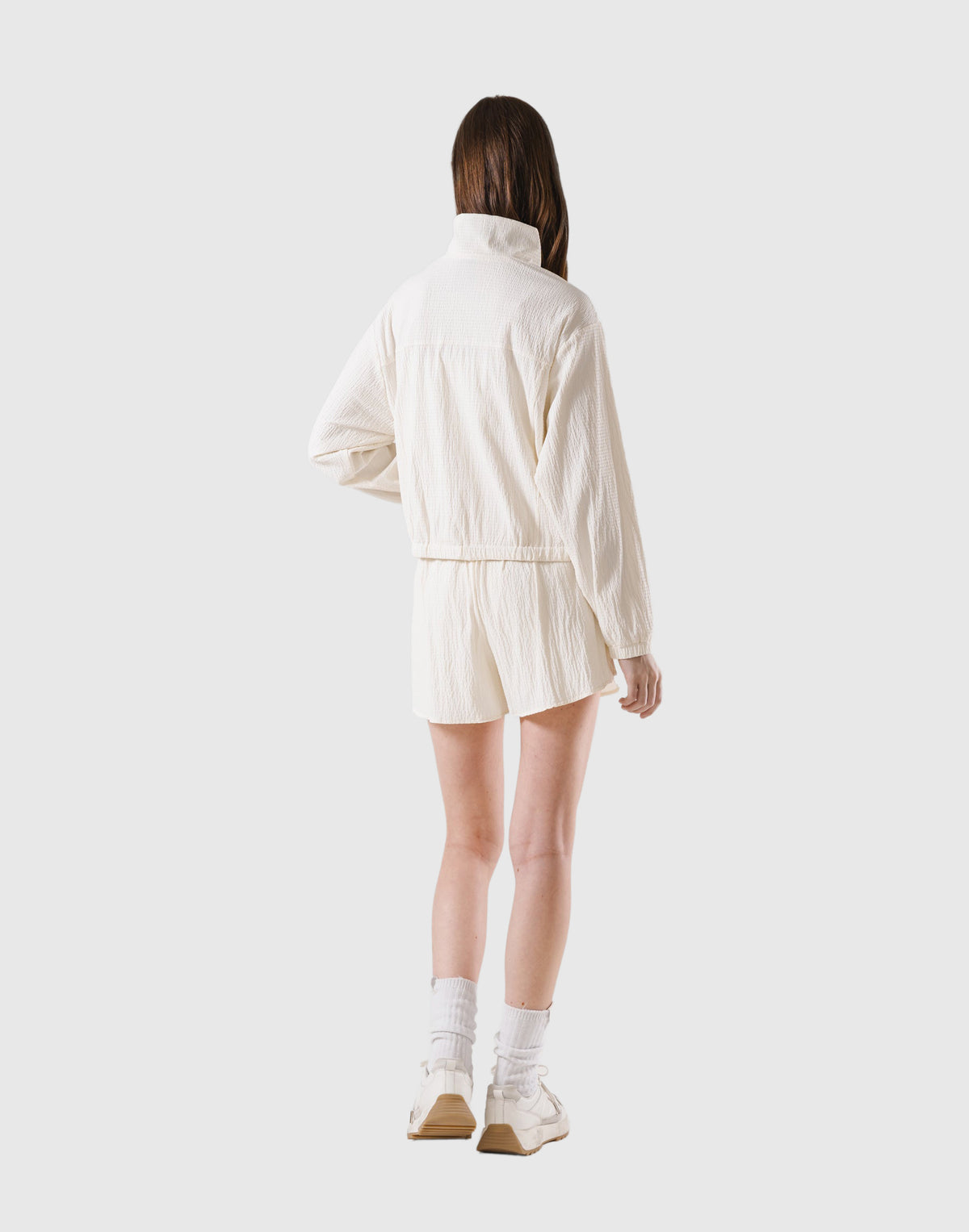 Embossed Nylon Windbreaker - White