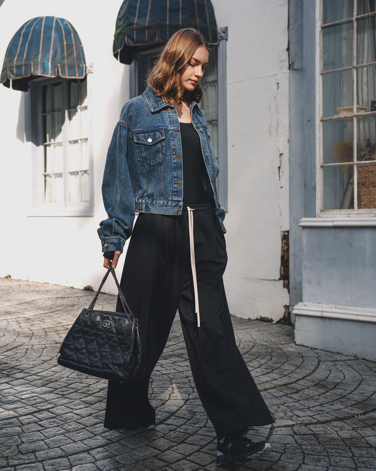 Back Gather Denim Jacket - Blue