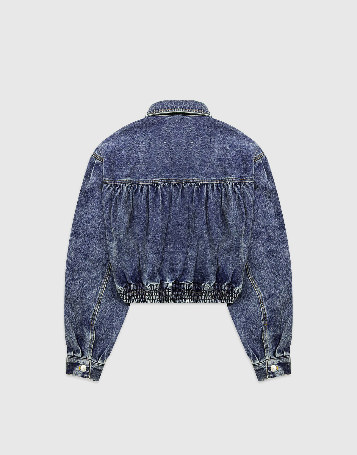 Back Gather Denim Jacket - Blue