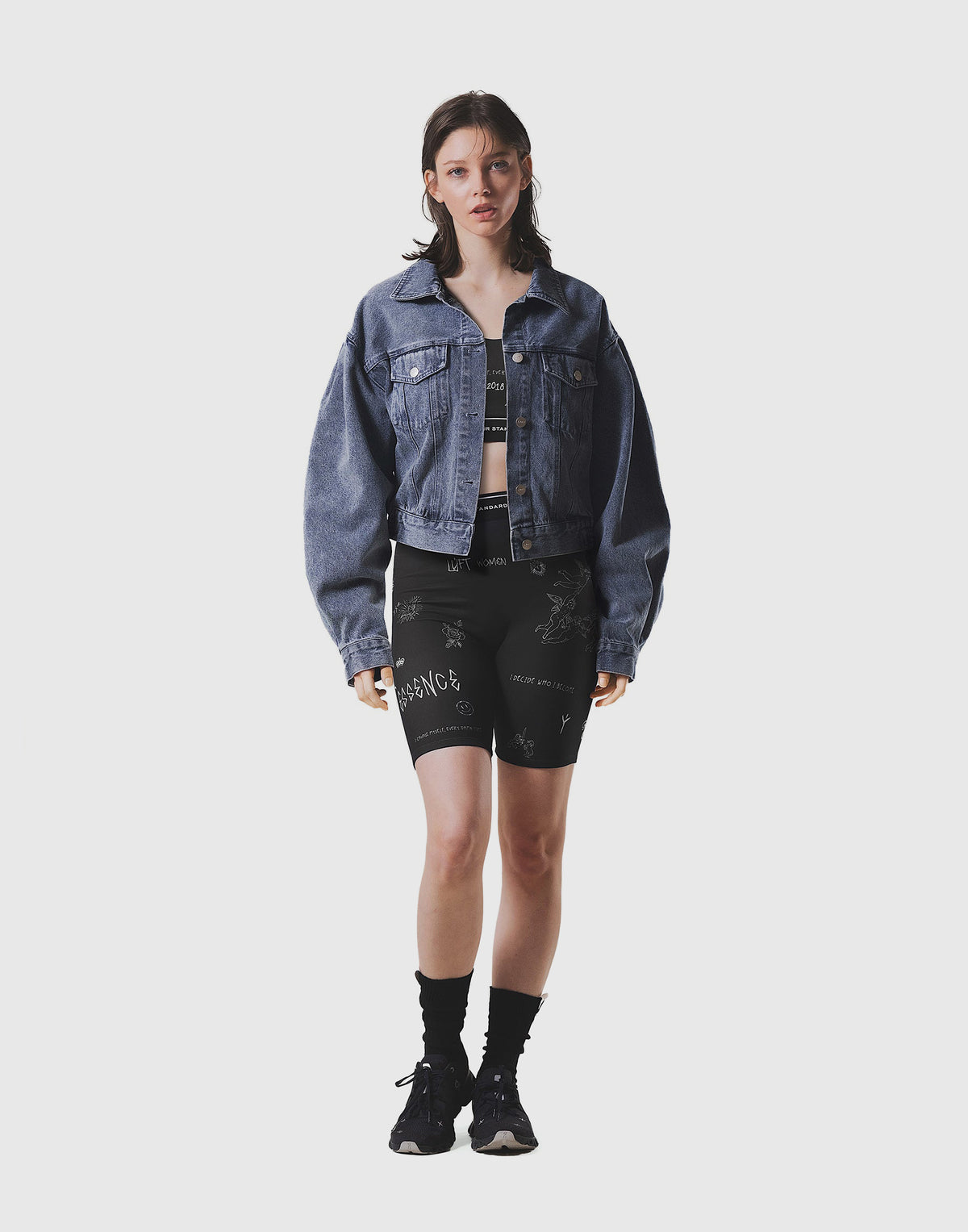 Back Gather Denim Jacket - Blue