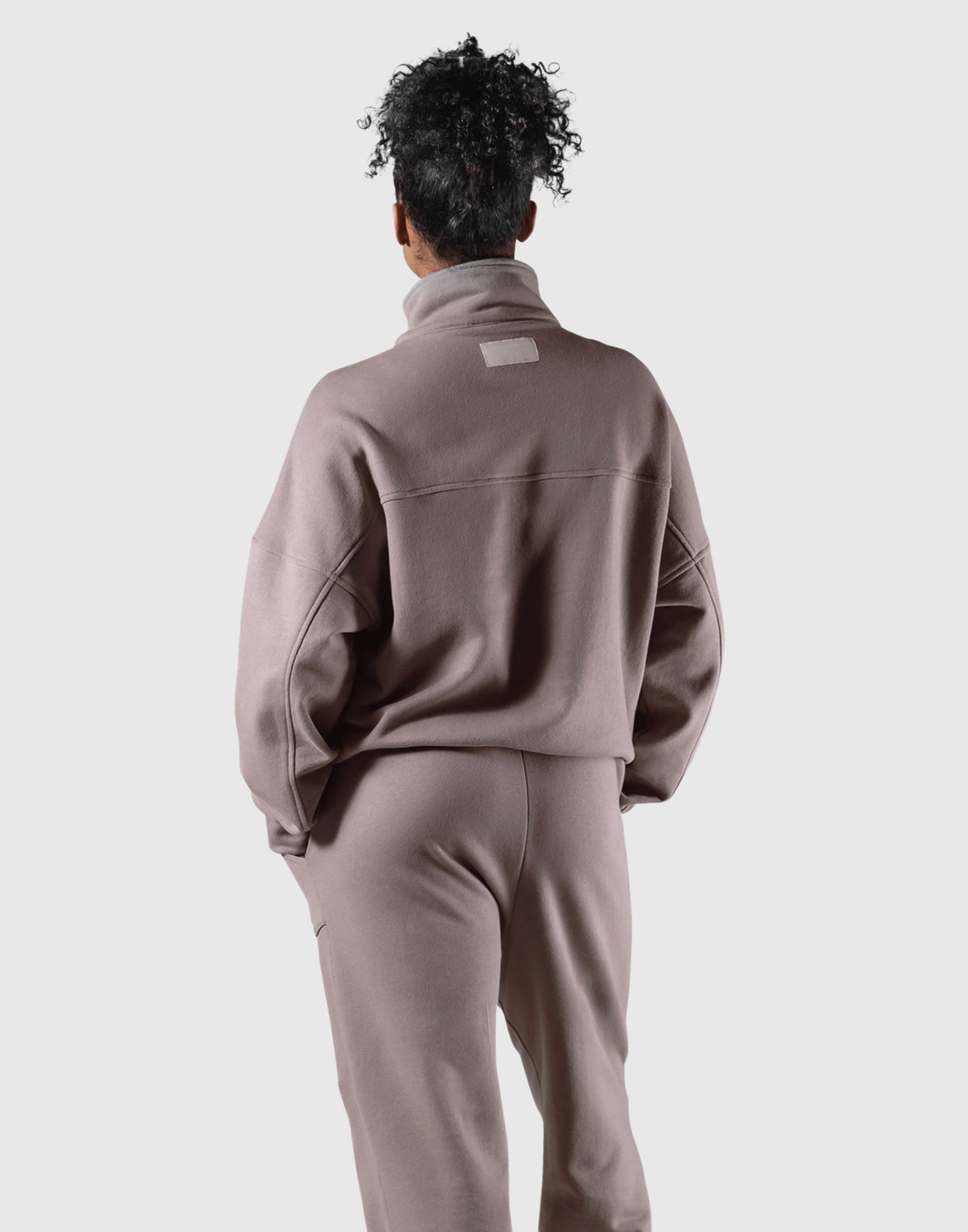 Half Zip 2Way Pocket Sweat Jacket - Greige
