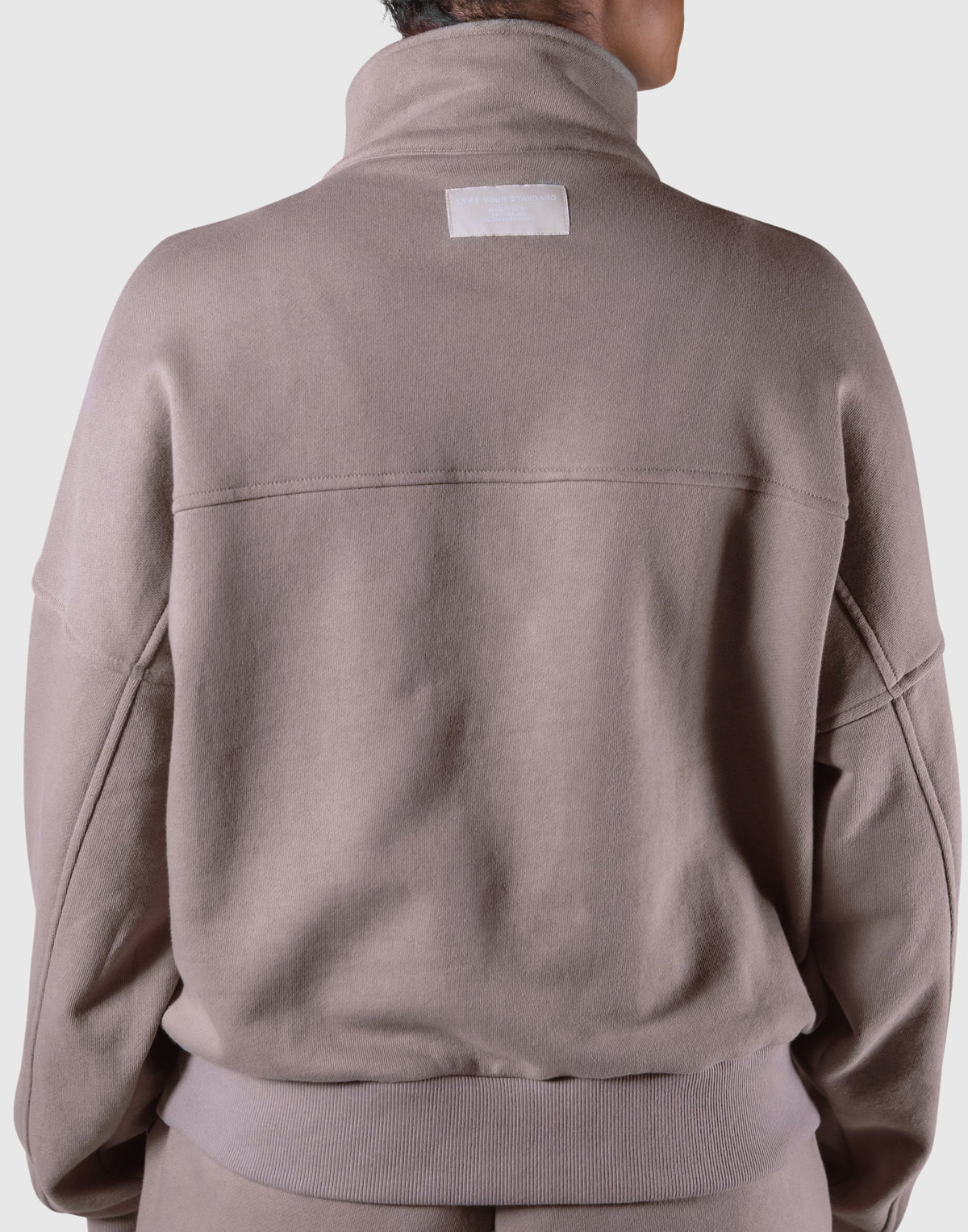 Half Zip 2Way Pocket Sweat Jacket - Greige