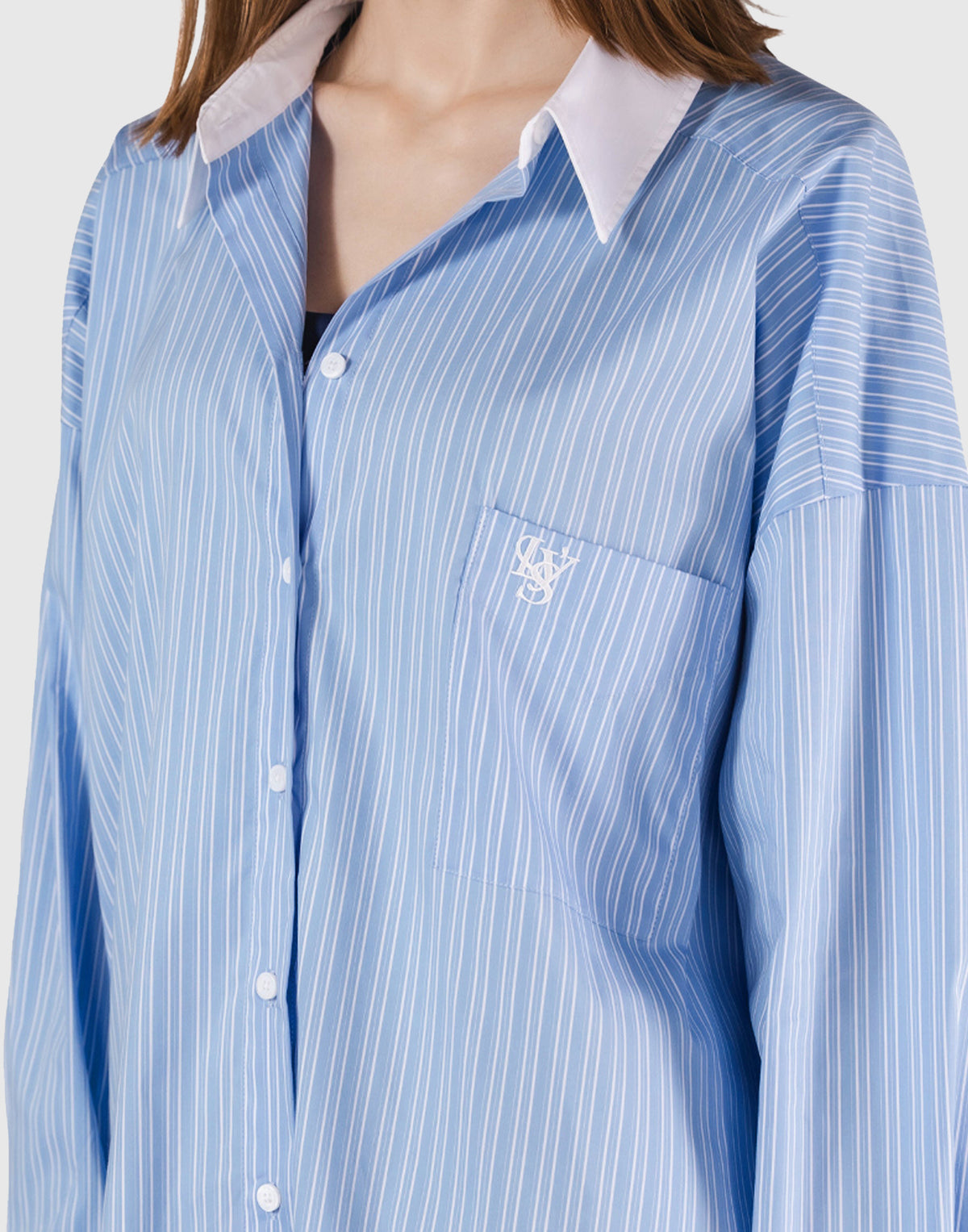 Side Slit Oversize Shirt - L.Blue
