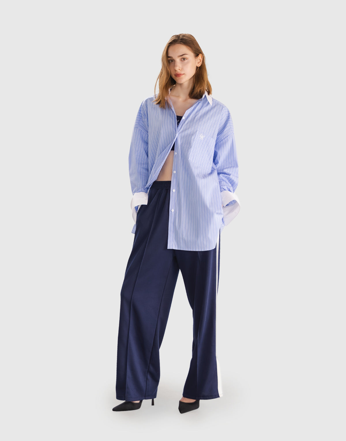 Side Slit Oversize Shirt - L.Blue