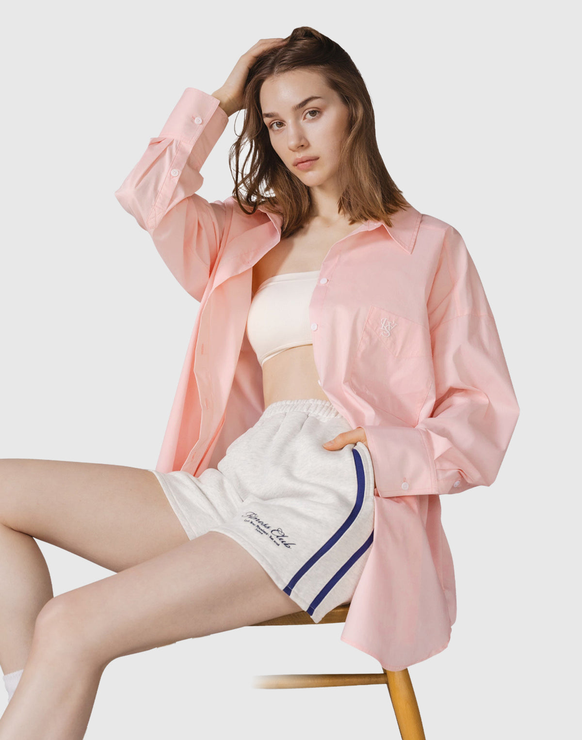 Side Slit Oversize Shirt - Pink