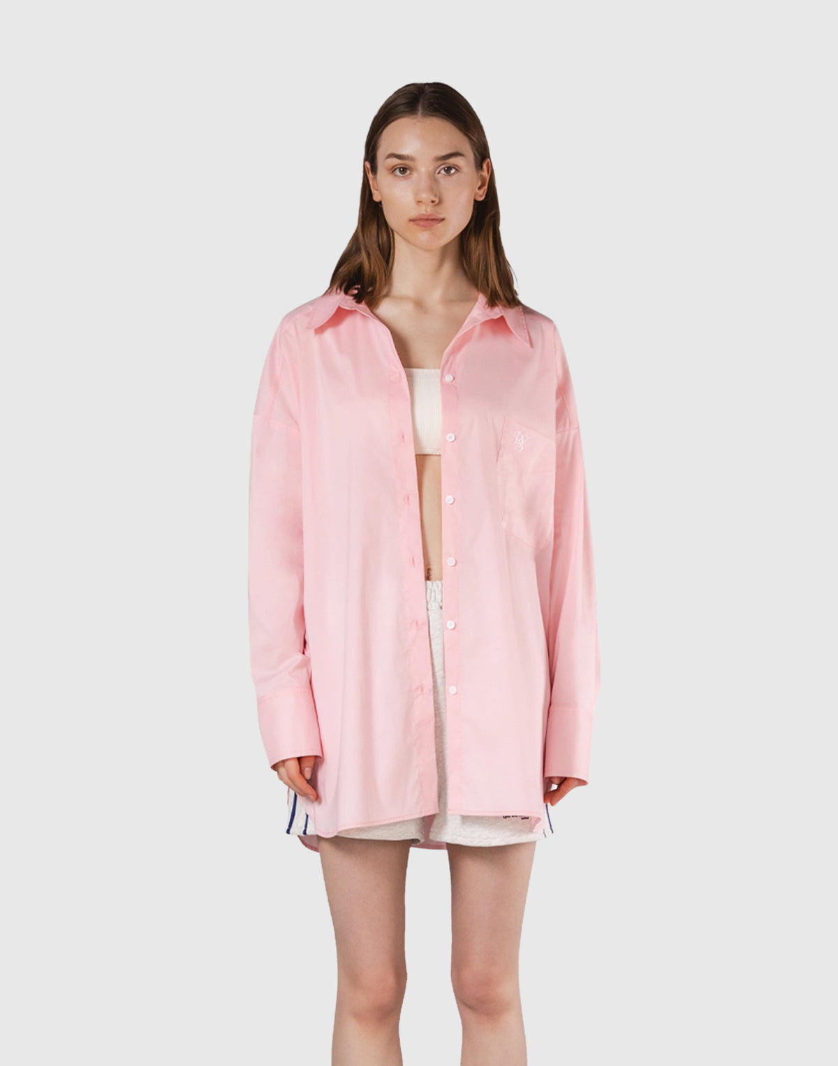 Side Slit Oversize Shirt - Pink