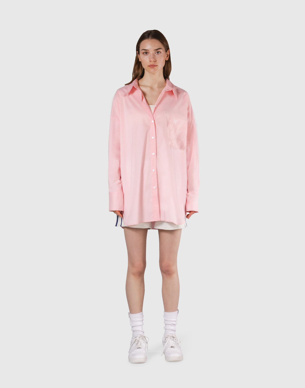 Side Slit Oversize Shirt - Pink