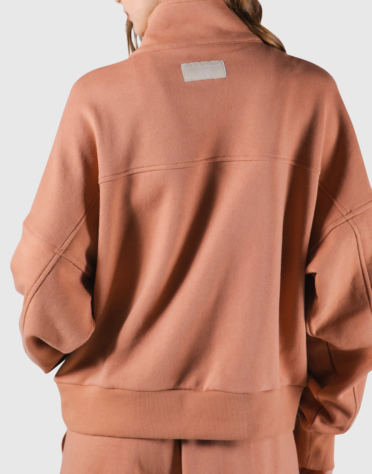 Half Zip 2Way Pocket Sweat Jacket - Coral