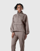 2Way Stretch Half Zip Pocket Jacket - Light Brown