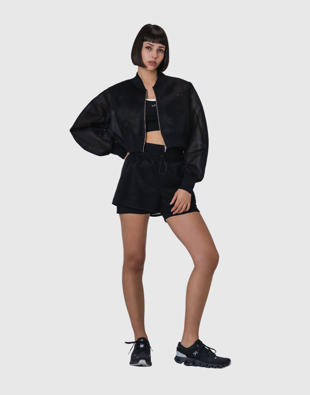 Drop Shoulder Sheer Blouson - Black