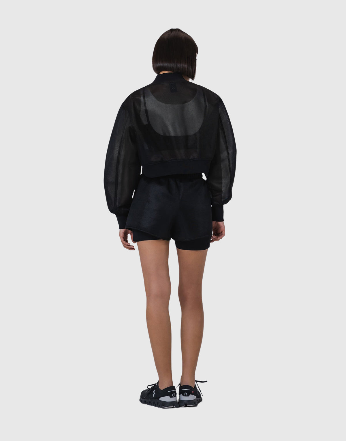 Drop Shoulder Sheer Blouson - Black