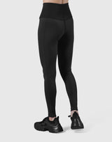 High Rise Waist Rib Leggings - Black
