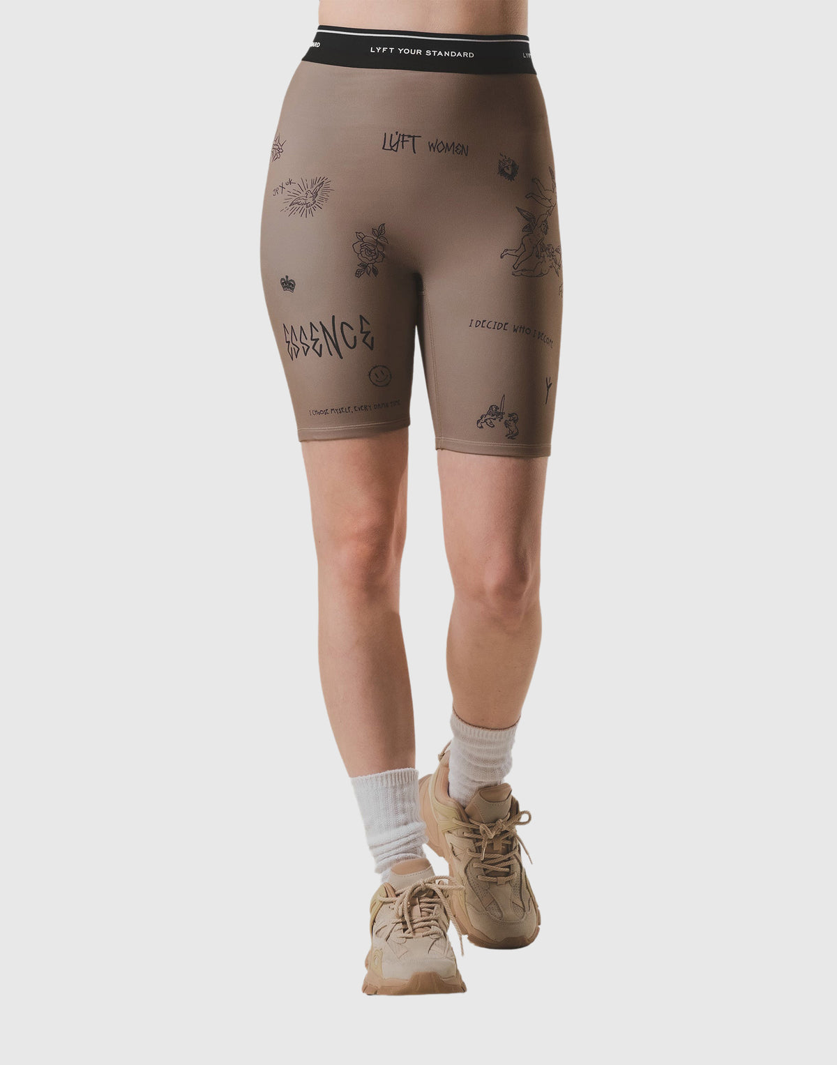 LÝFT Graffiti Short Leggings - Beige