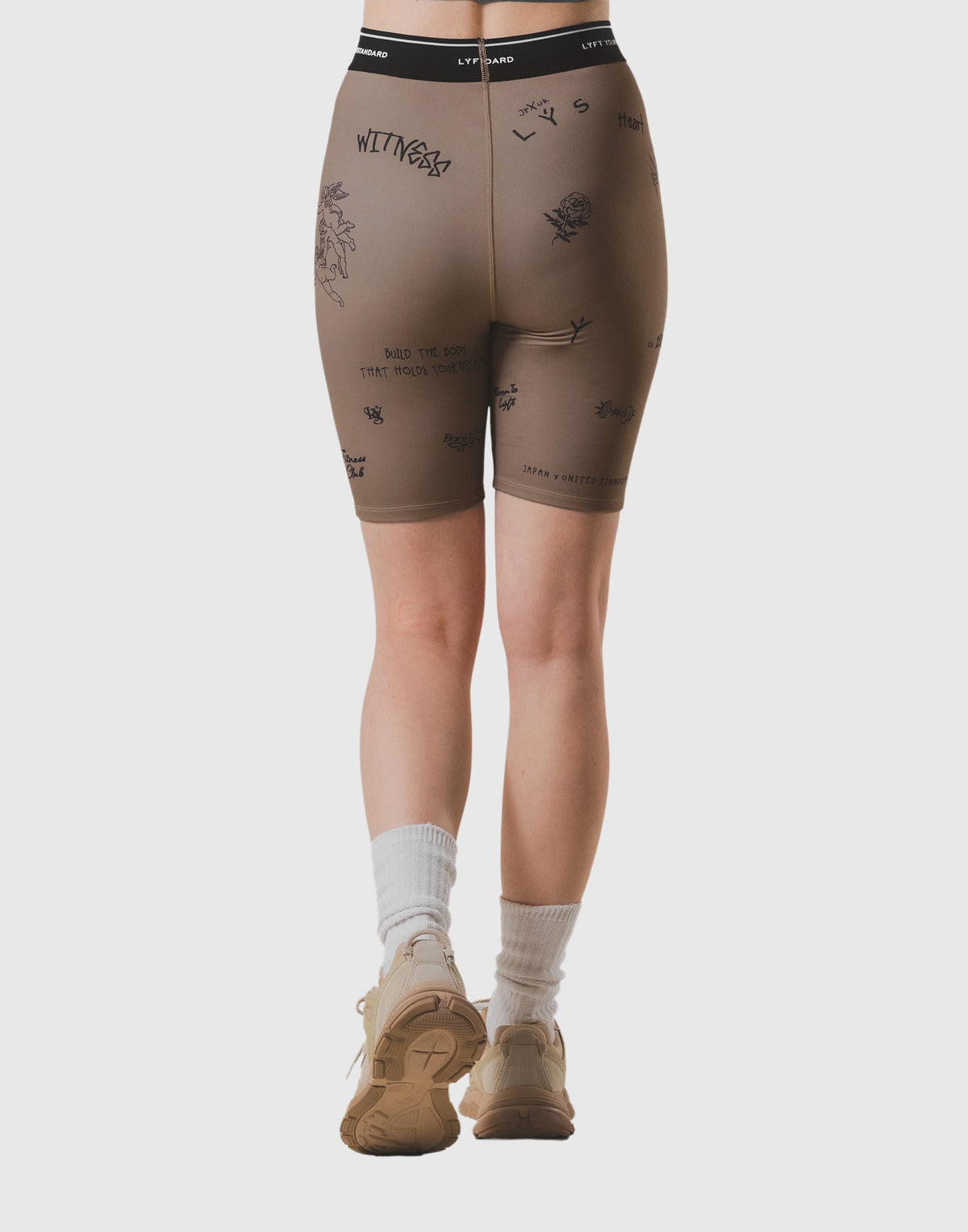 LÝFT Graffiti Short Leggings - Beige